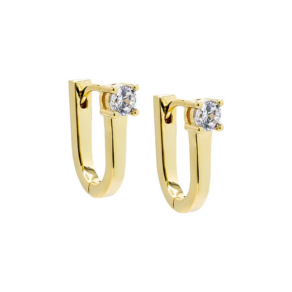 Solitaire Elongated Oval Shape Huggie Earring | Adina Eden