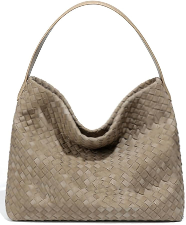 Women's Woven Shoulder Bag Handbags PU Leather Tote Bag Top-handle Shoulder Bag Soft Vegan Undera... | Amazon (US)