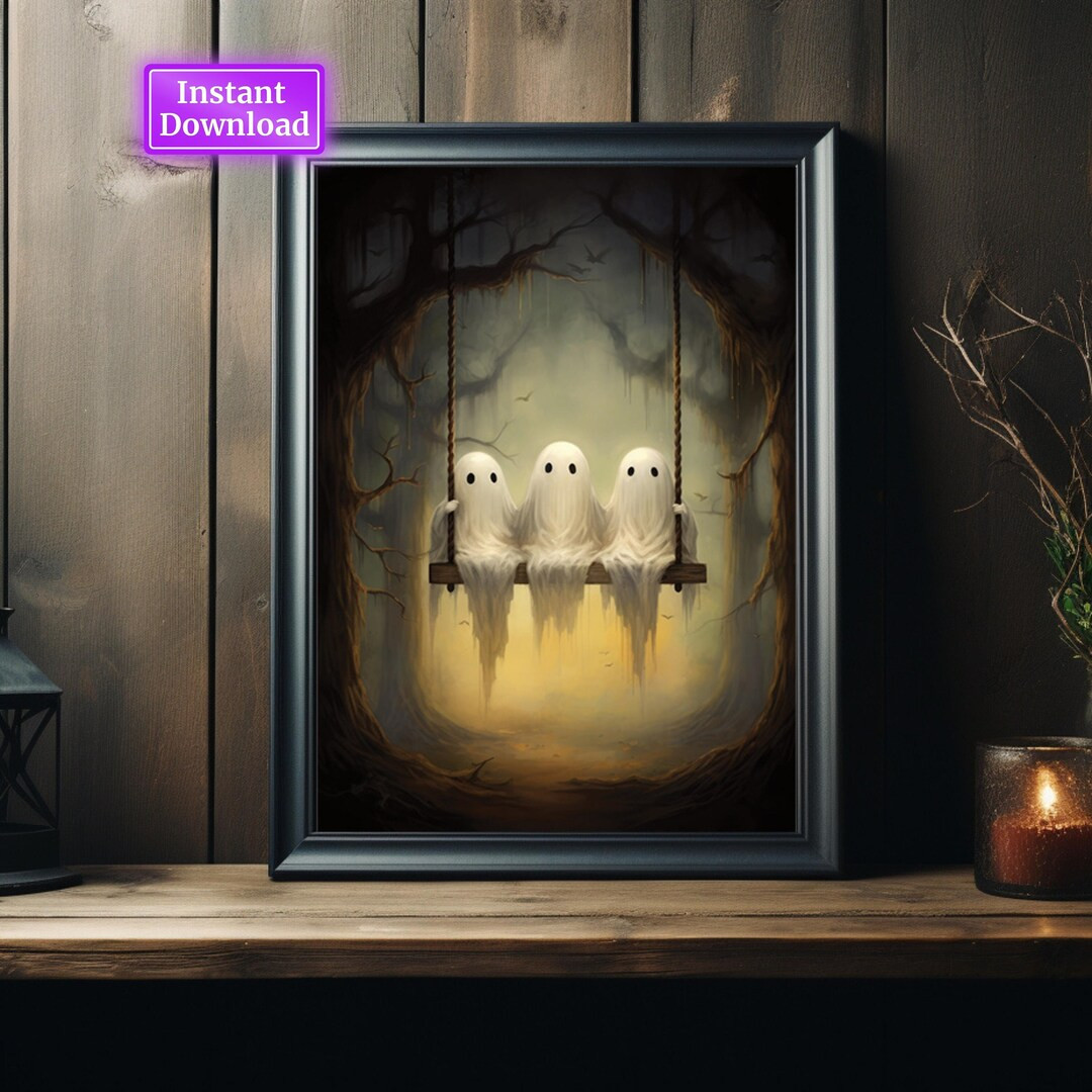 Cute Ghost Painting Victorian Gothic Cute Horror Creepy Goth Wall Art Vintage Oil Painting Occult... | Etsy (US)