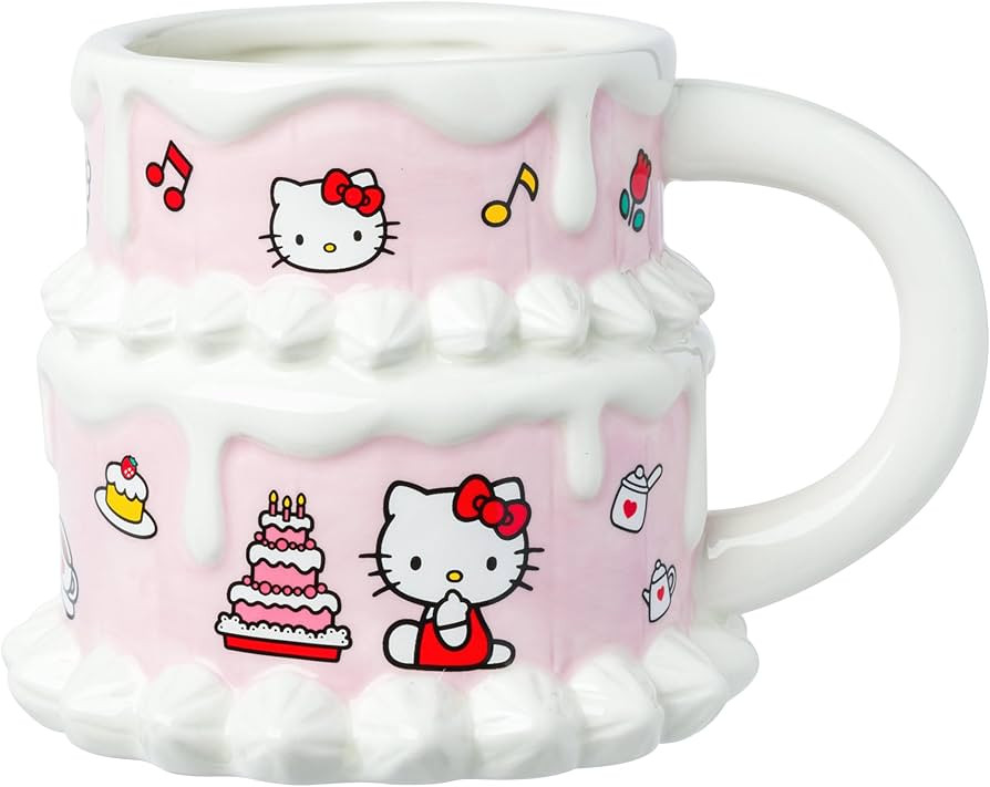 Silver Buffalo Sanrio Hello Kitty Cake Ceramic 3D Sculpted Mug, 20 Ounces | Amazon (US)