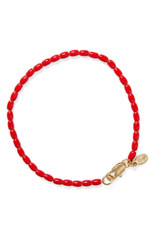 Clare V. Enamel Barrel Bead Bracelet in Poppy at Nordstrom | Nordstrom