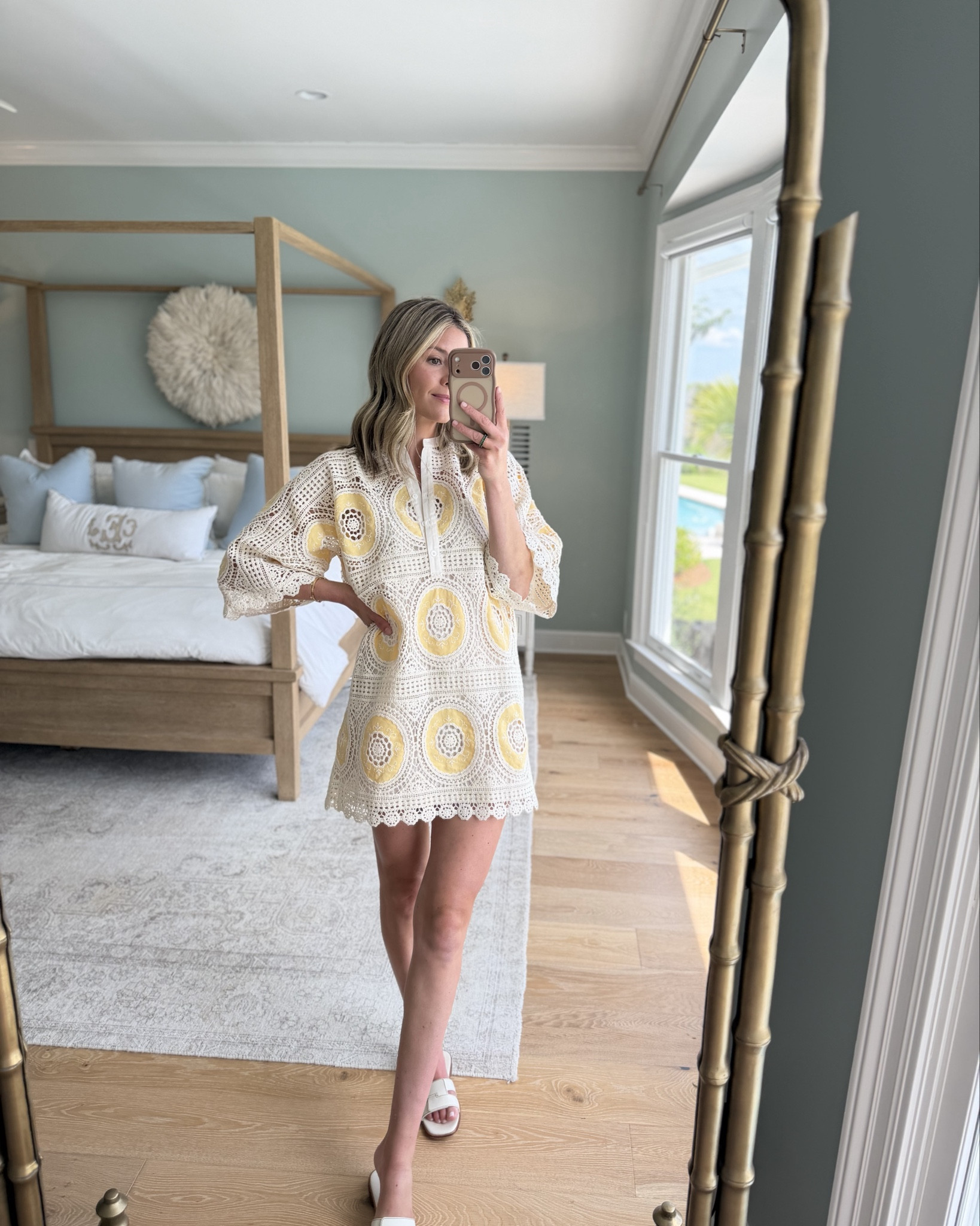 One of those dresses that can easily be dressed up or down! The crochet detail and soft yellow pattern feel so special, and it has that easy oversized fit that works perfectly as a beach coverup or styled for dinner on vacation.

The kind of piece that makes you want to book a coastal getaway immediately.

#LTKSeasonal #LTKootd