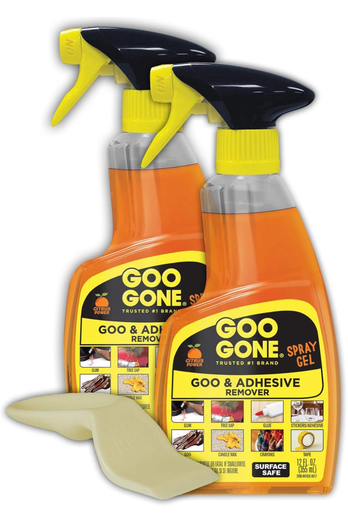 Goo Gone Adhesive Remover Spray Gel, Removes Chewing Gum, Grease, Tar, Stickers, Labels, Tape Residue, Oil, Blood, Lipstick, Mascara I use to remove candle wax too ☑️
