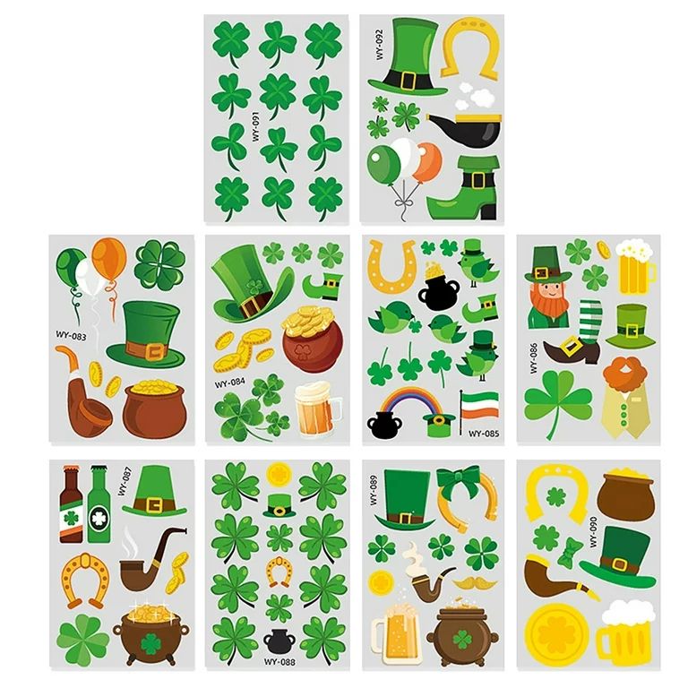 Hemoton 10 Sheets St. Patrick's Day Stickers Shamrock Face Stickers (Mixed Style) | Walmart (US)