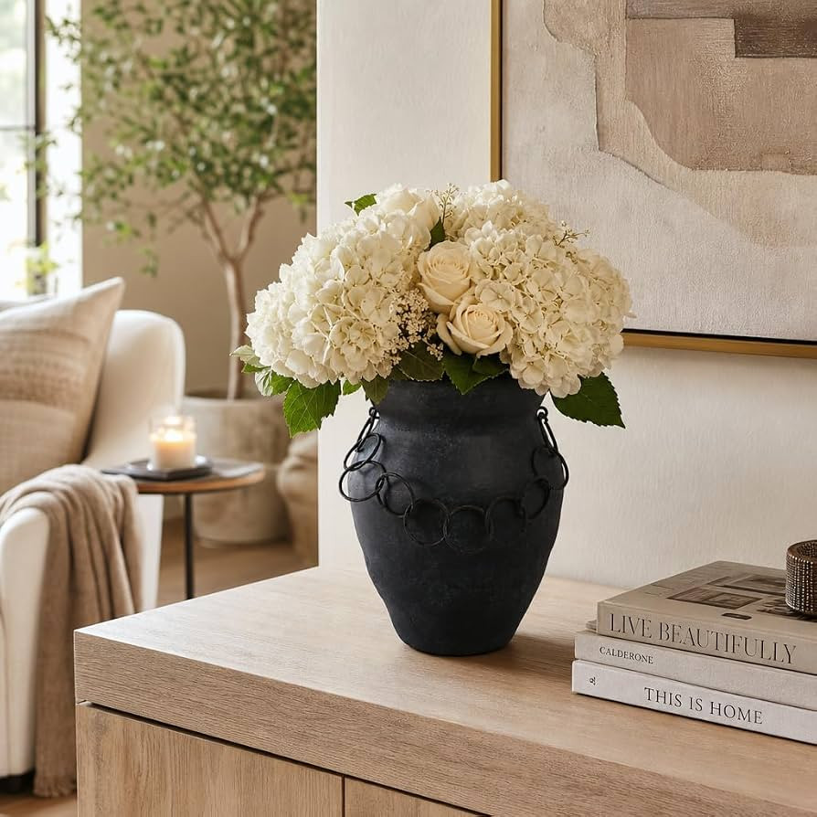 10x8 Rustic Terracotta Vase with Chain, Black | Amazon (US)