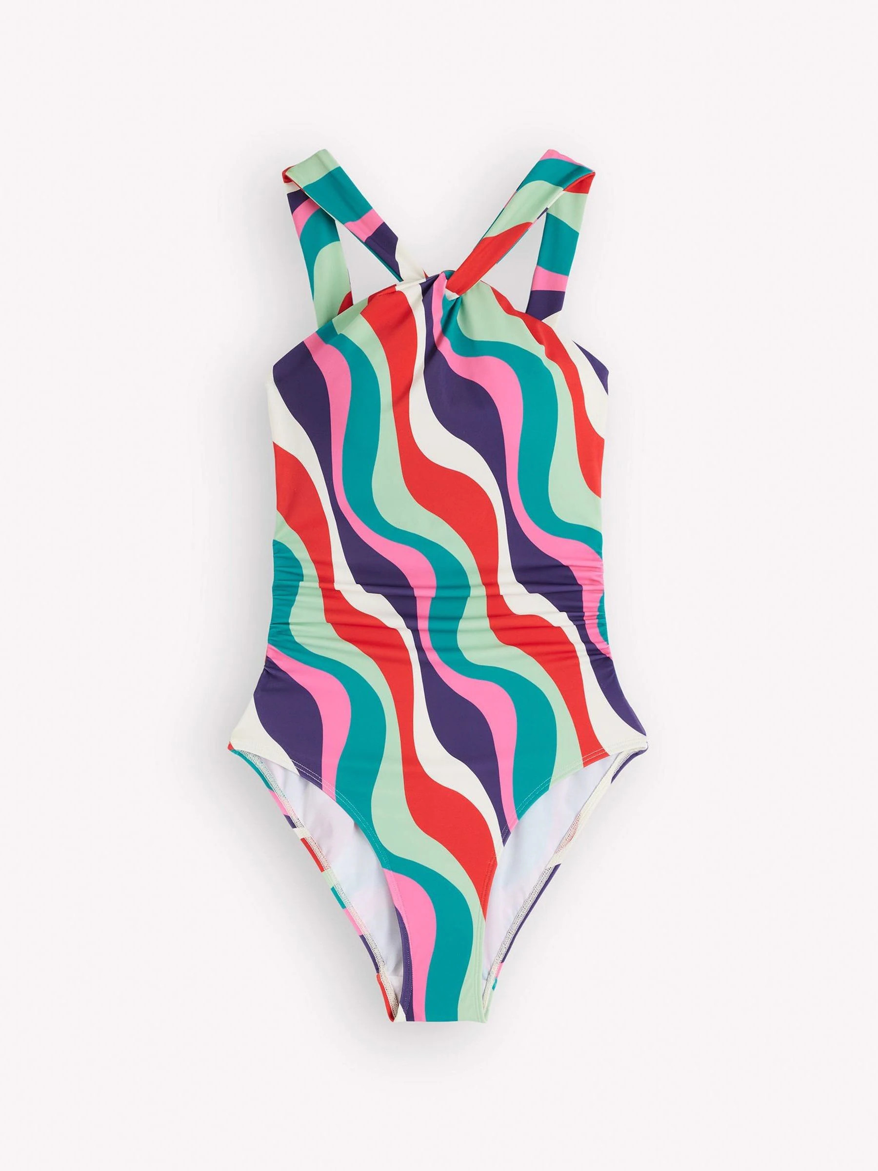 Boden Boden Green Pleated Strap Cross Swimsuit | Next US