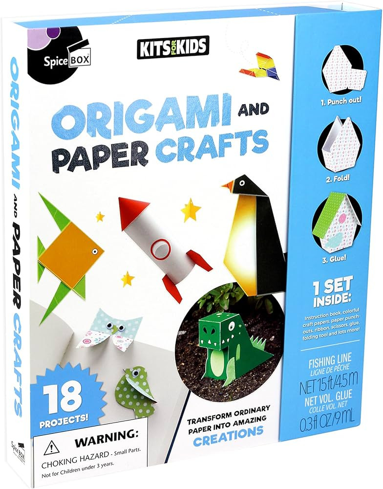 SpiceBox 3D Japanese Origami Paper Kit for Kids Easy Arts and Crafts with Instruction Book, Child... | Amazon (US)