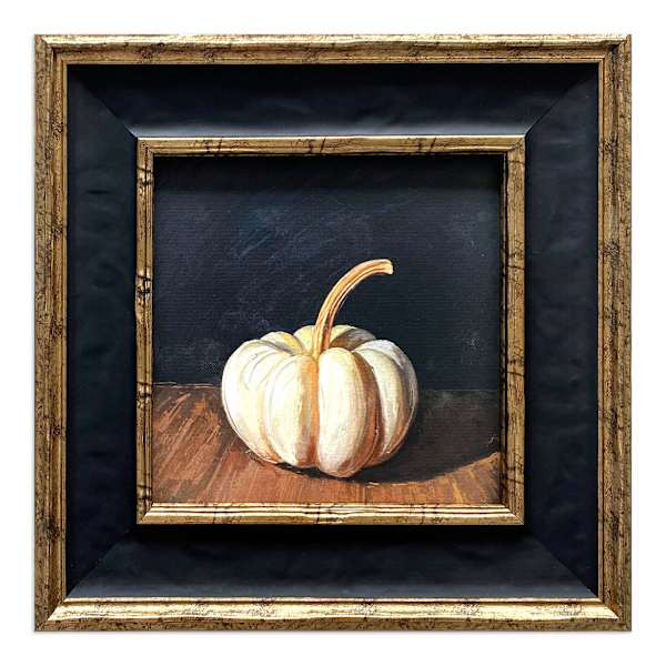 Framed Hand Painted Single Pumpkin Wall Art, Black, Plastic | At Home
