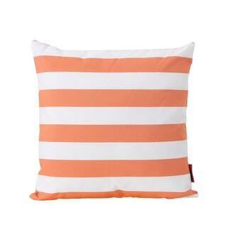 Noble House Megumi Orange and White Striped Polyester 18 in. X 18 in. Throw Pillow 19442 | The Home Depot