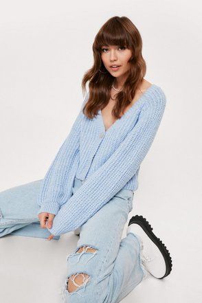 V-Neck Cropped Cardigan with Button-Closure | NastyGal (US & CA)