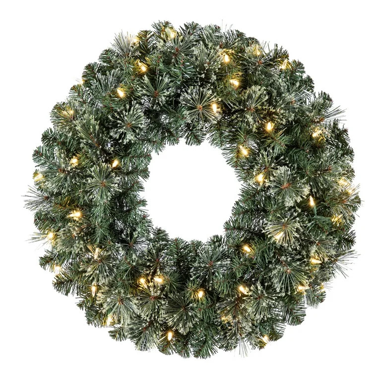 Clear LED Prelit Liberty Artificial Christmas Wreath, 24 in, by Holiday Time - Walmart.com | Walmart (US)