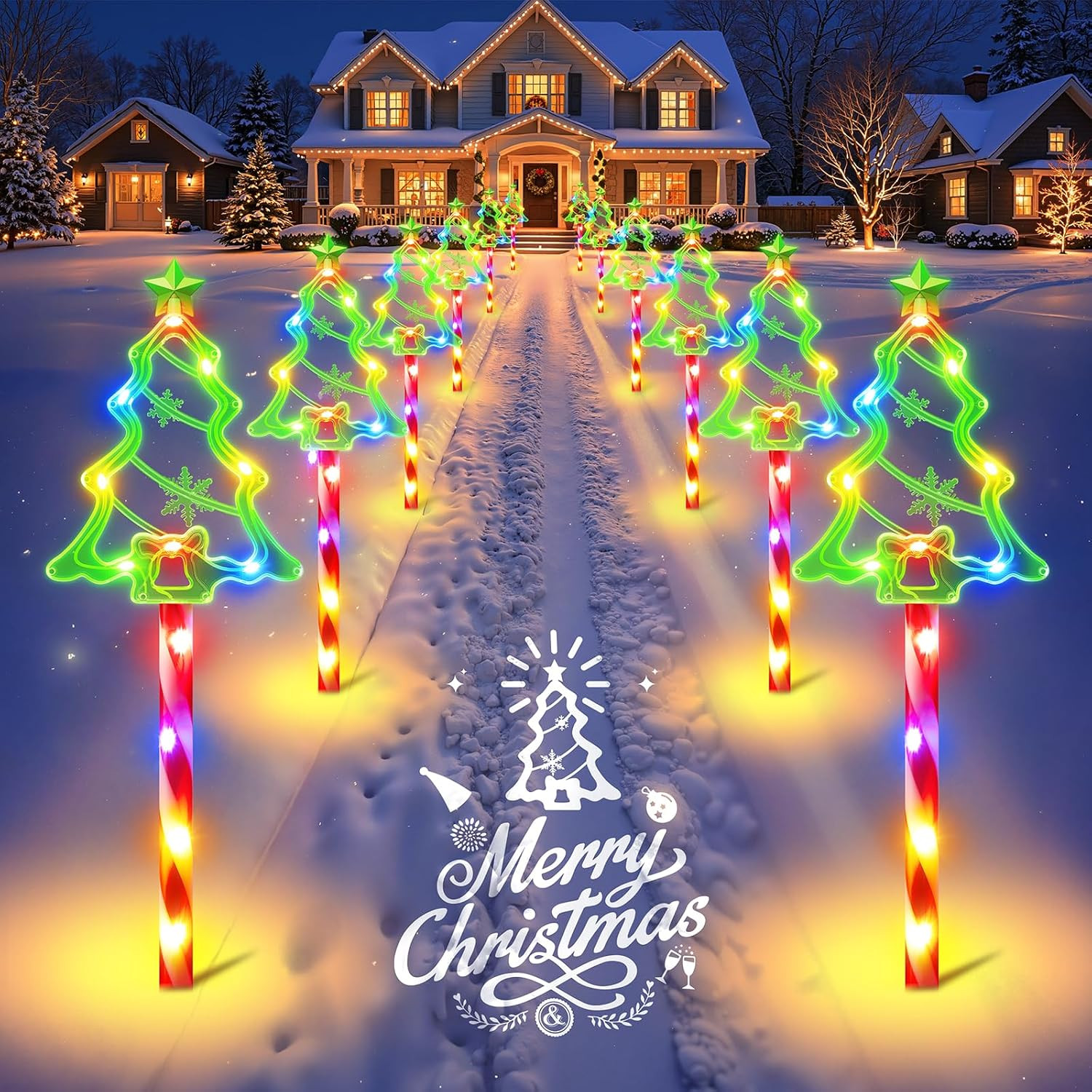 12 Pack Christmas Tree Candy Lights, 10 Lighting Modes Christmas Light | Amazon (US)