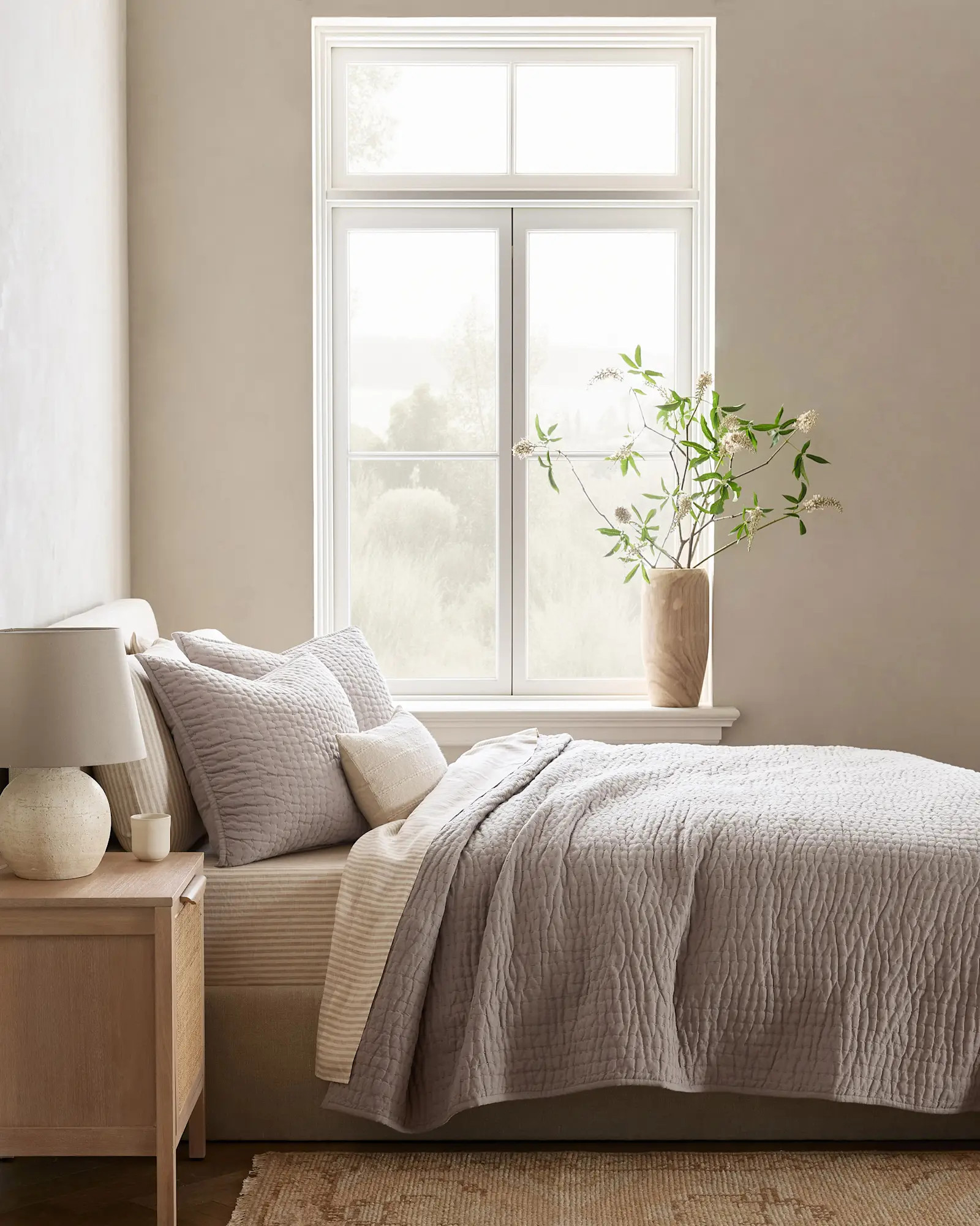 European Linen Cotton Stitch Quilt | Quince