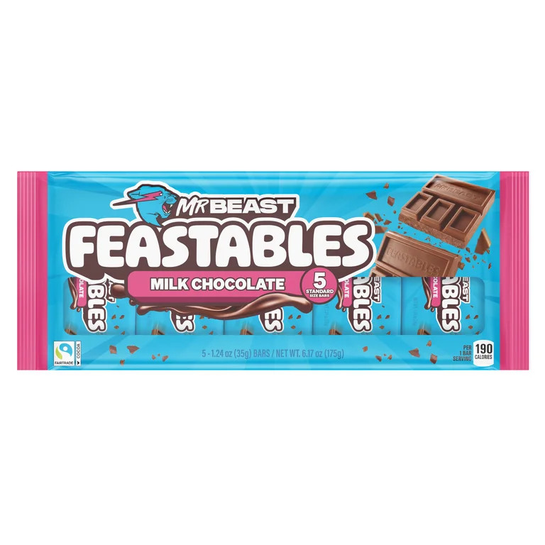 Feastables MrBeast Milk Chocolate Bar, 1.24 oz (35g), 5 Count | Walmart (US)