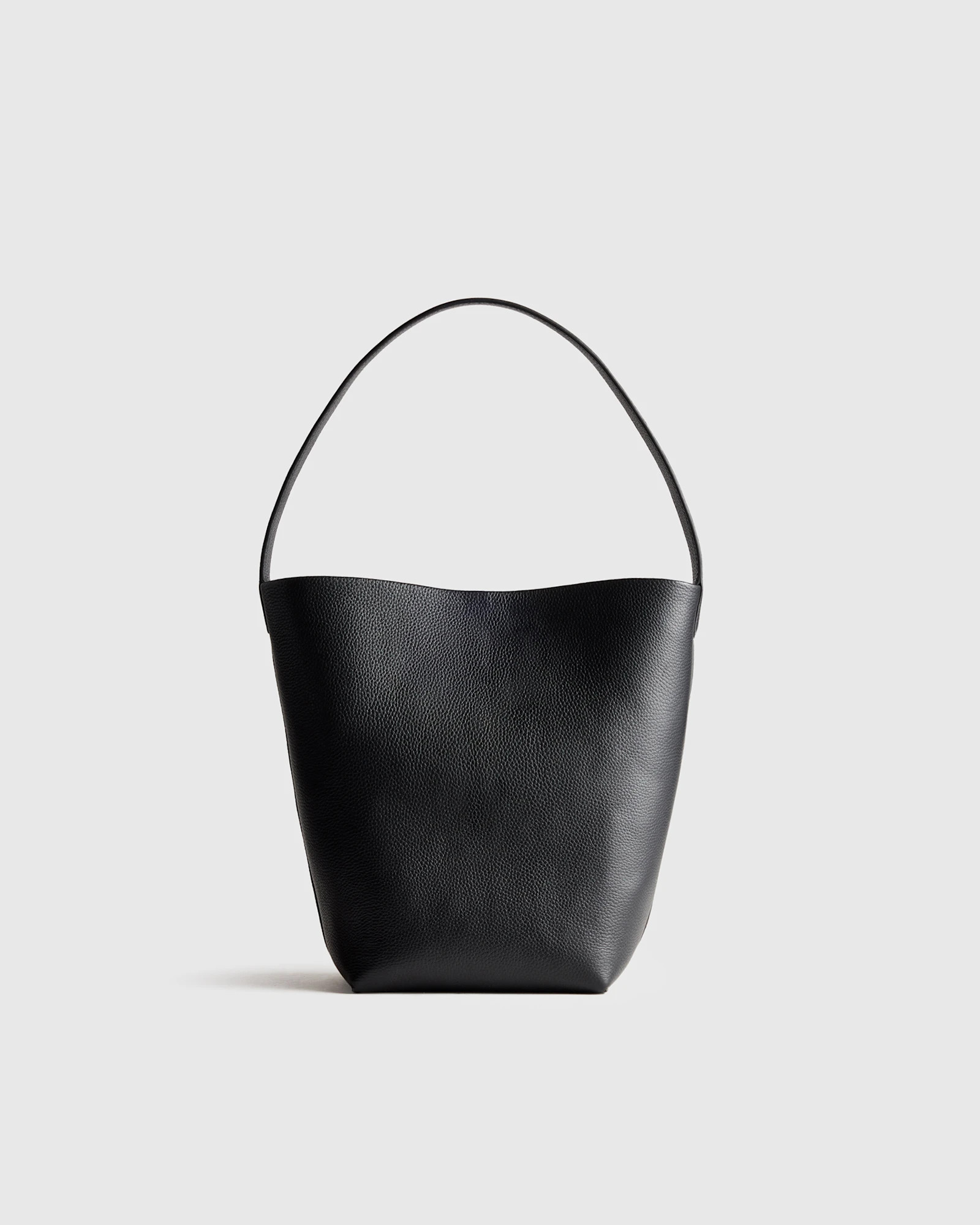 Italian Leather Soft Bucket Shoulder Bag in Black | Quince