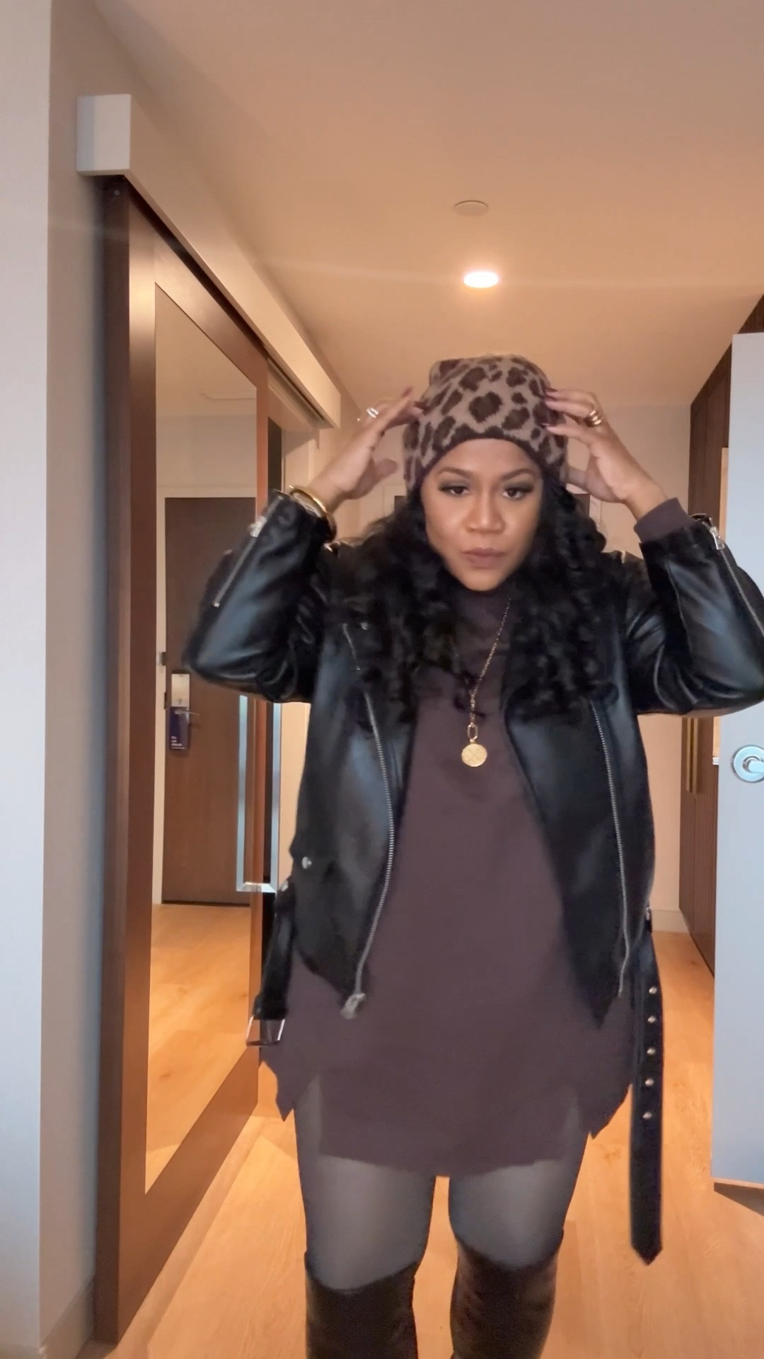 Winter family vacay outfit. Wearing a size 12 in dress (runs large 10 would have fit also). Boots true to size but I go up half size for thicker socks. 

Wearing an XL plus in the fleece lined tights I’m a size 16

#LTKgrwm #LTKdayinmylife #LTKHoliday