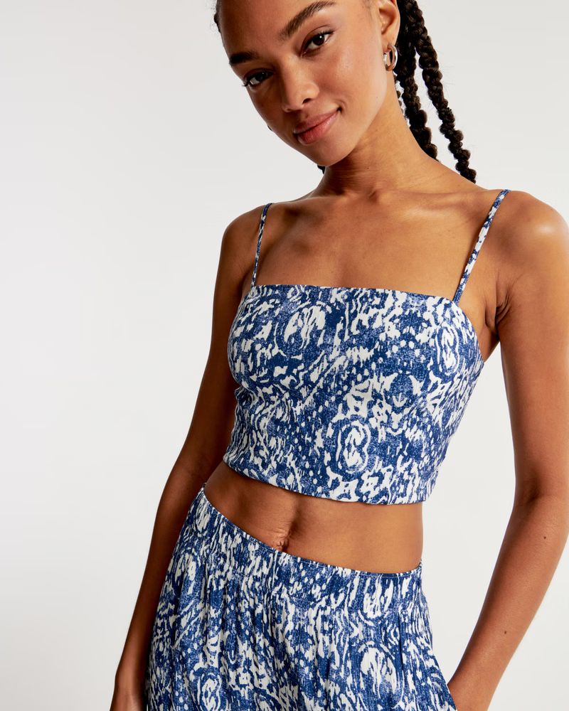 Women's Crinkle Textured Squareneck Set Top | Women's Matching Sets | Abercrombie.com | Abercrombie & Fitch (US)
