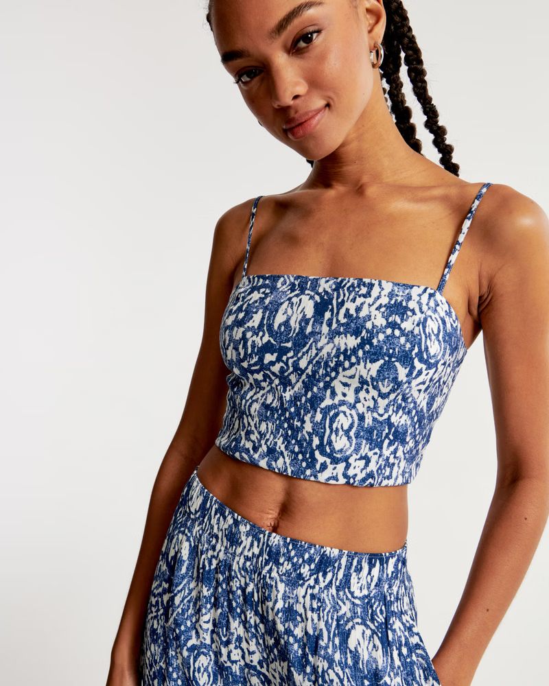 Crinkle Textured Squareneck Set Top | Abercrombie & Fitch (US)