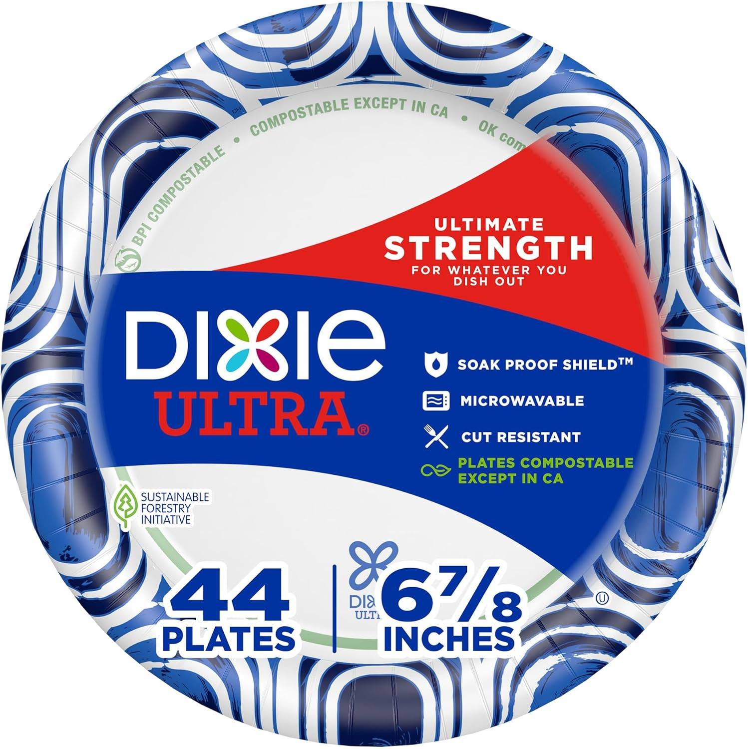 Dixie Ultra, Small Paper Plates, 6 7/8" Inch, 44 Count, 3X Stronger*, Heavy Duty, Microwave-Safe,... | Amazon (US)