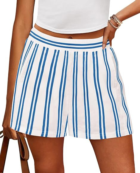 PRETTYGARDEN Boxer Shorts For Women 2025 Summer Striped PJ Y2K Casual Cotton Pajama Lounge Sleep ... | Amazon (US)