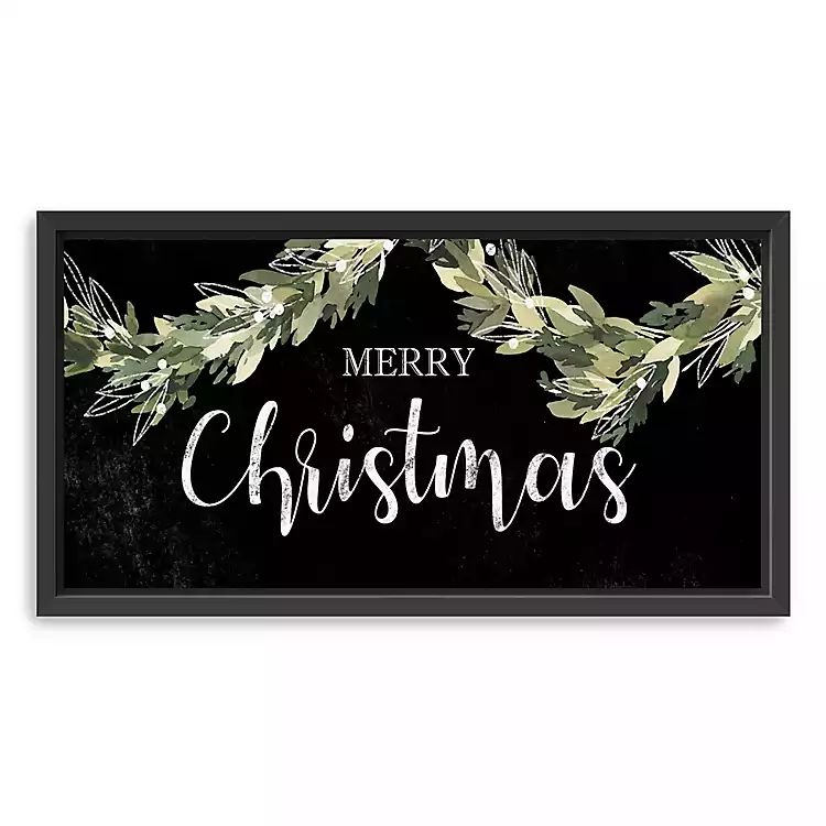 New! Merry Christmas Swag Framed Canvas Art Print | Kirkland's Home