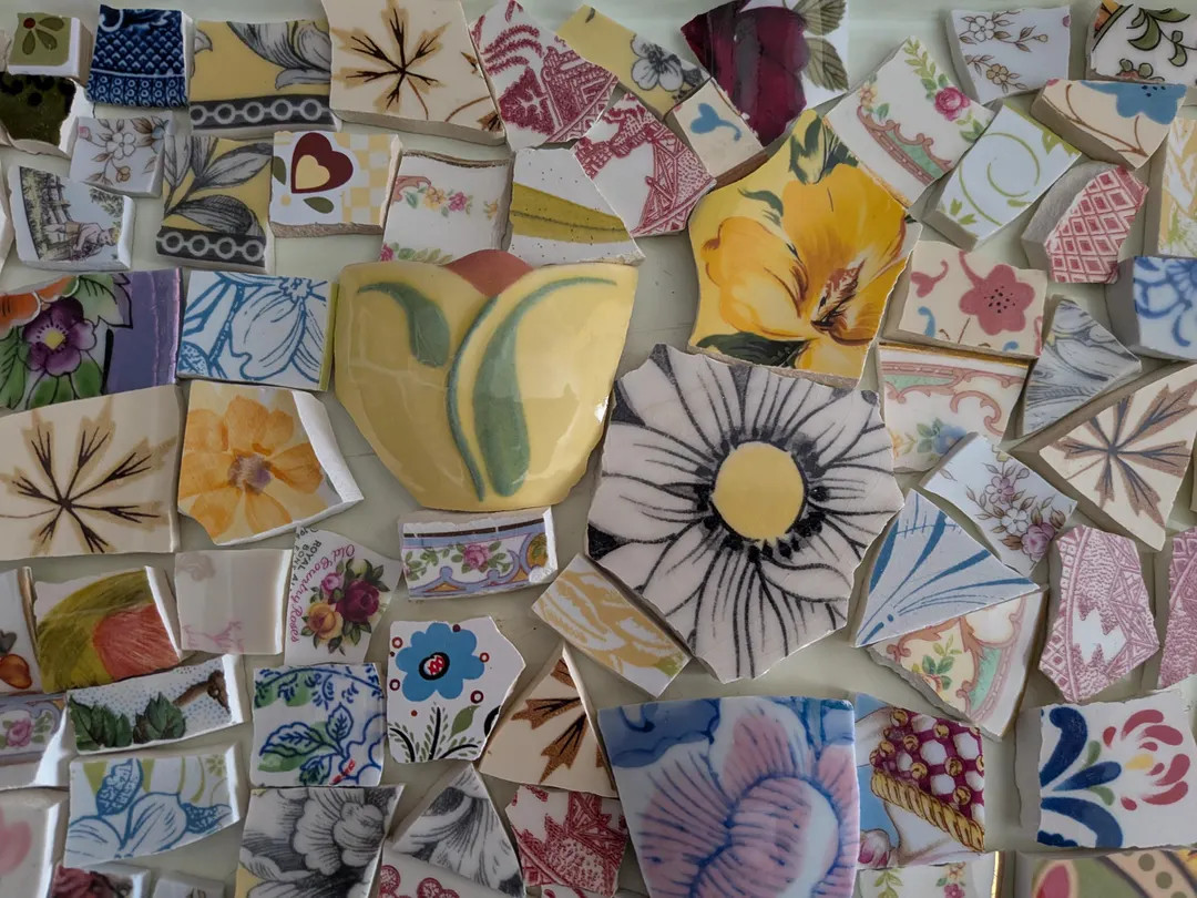 Mosaic Tiles Vintage Floral Flower Ceramic Porcelain Broken Plate Dish Lot - Etsy | Etsy (US)