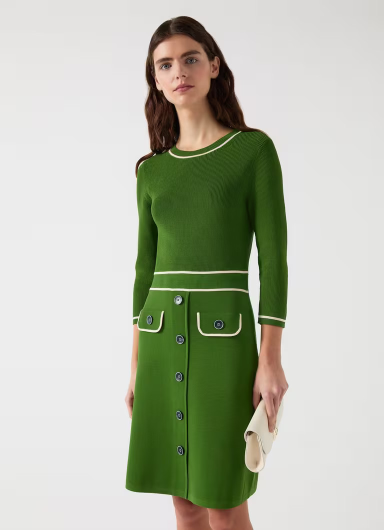 Ciara Treetop Green & Ecru Knit Dress | L.K. Bennett (UK)