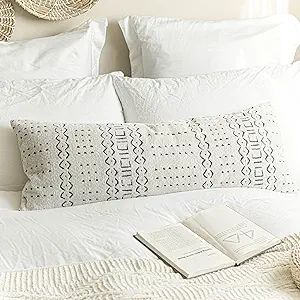BlissBlush Off White Black Boho Long Lumbar Pillow Cover 14x36, Soft Chenille Pattern Decorative ... | Amazon (US)