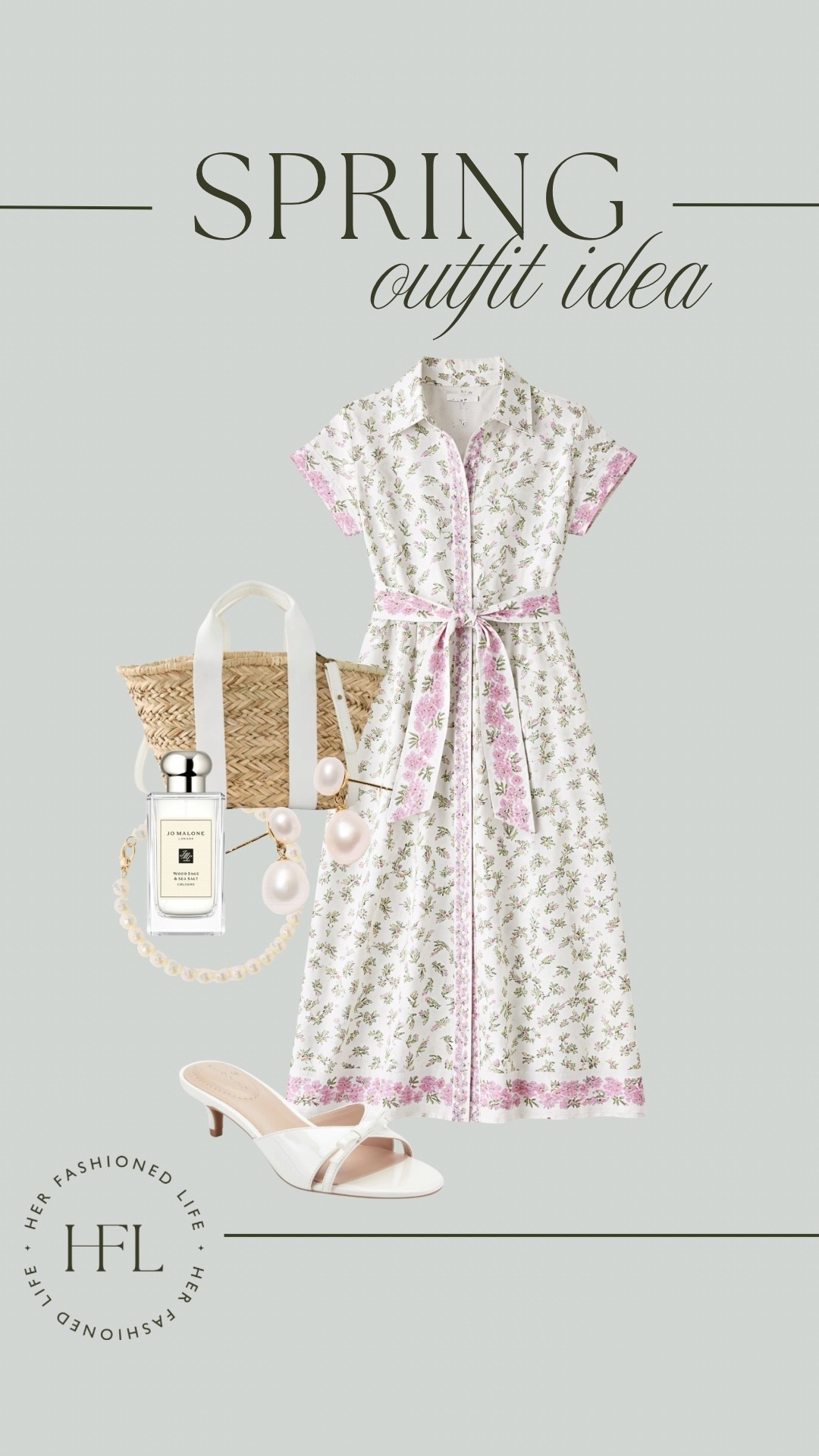 Spring Outfit Idea! 🌸 #Dress #WickerBag #Perfume #Earrings #Pearls #Heels #BelkFinds #Springg

#LTKSeasonal #LTKOver40