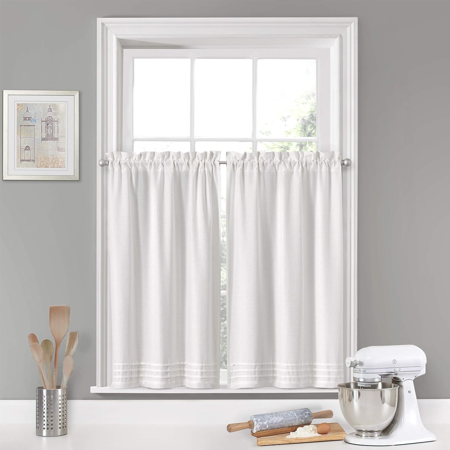 Vue Kingsbury Small Panel Tiers Privacy Window Treatment Pair Bathroom, Living Room, 52 in x 36 i... | Amazon (US)