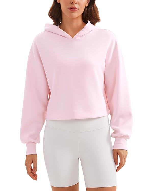 CRZ YOGA Womens SoftAura Cropped Hoodie Long Sleeve Hooded Sweatshirt Basic Workout Casual Pullov... | Amazon (US)