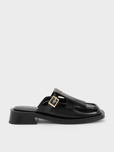 Studded Cut-Out Fringe Mules
 - Black Box | Charles & Keith US