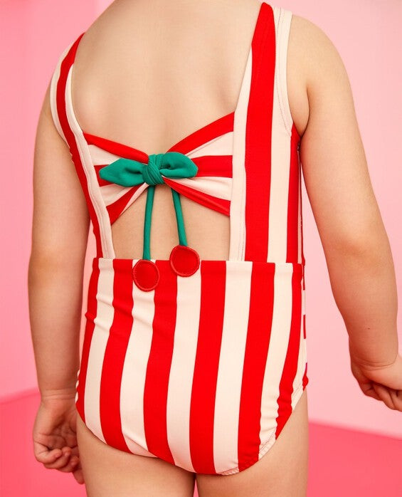 Girls' Tangy Red & Ecru One-Piece Cherry Back Swimsuit - Size Big Kids 12 by Hanna Andersson | Hanna Andersson