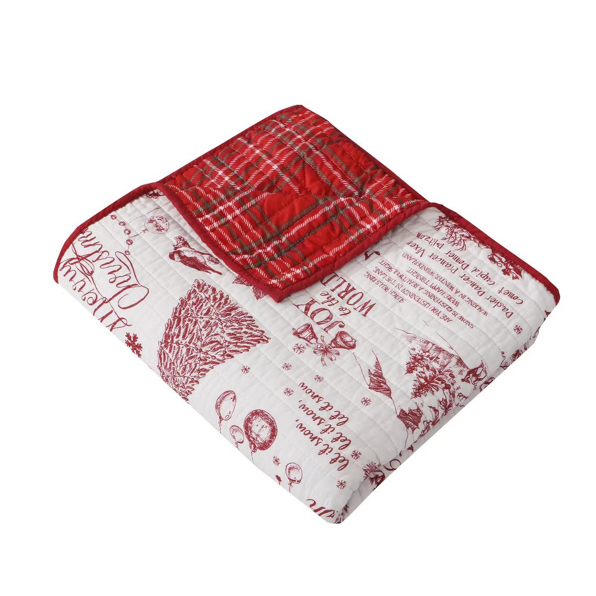 Yuletide Holiday Quilted Throw Red - Levtex Home | Target