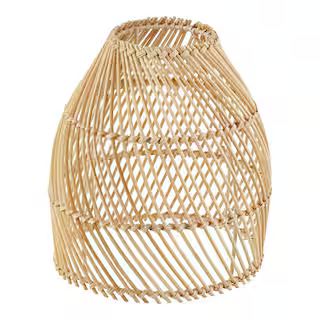 2-1/4 in. Fitter Small Natural Bamboo Dome Pendant Lamp Shade | The Home Depot