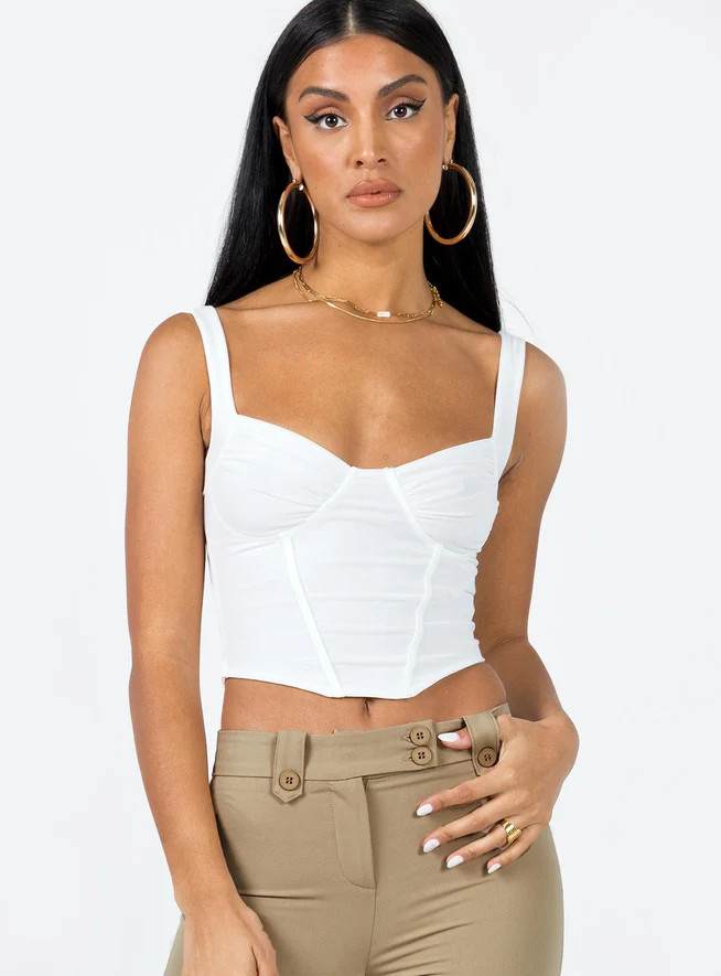 Bruna Top White Low Impact | Princess Polly US