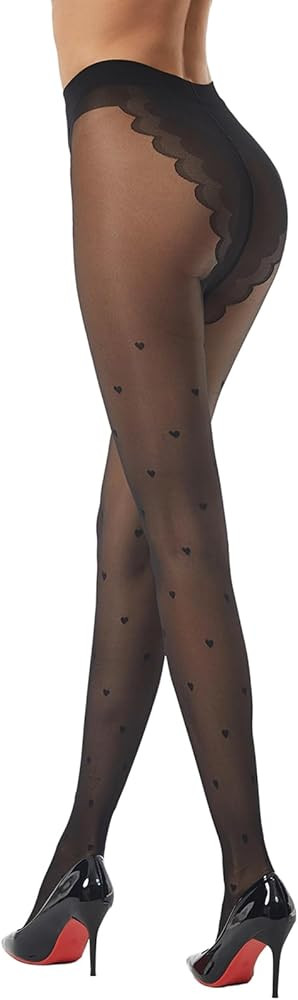 Viyongan Patterned Tights for Women High Waist Pantyhose Black Sheer Stockings 15D | Amazon (US)