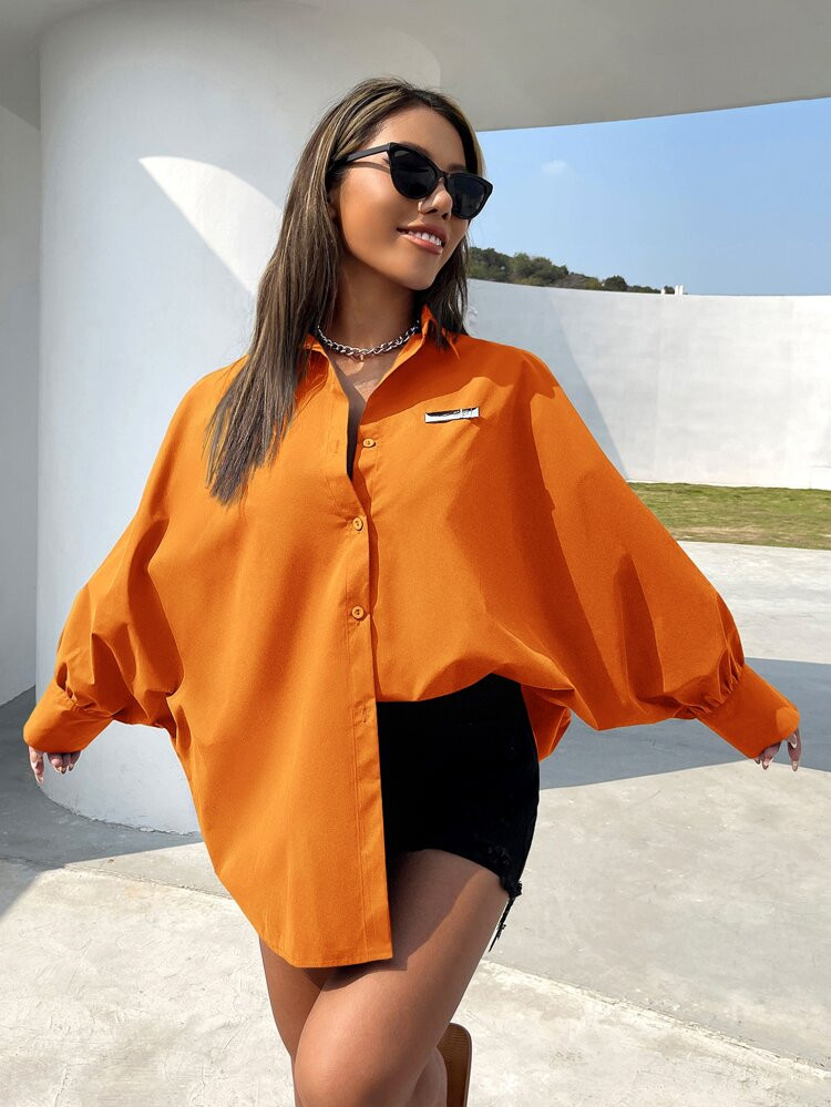 Metal Detail Dolman Sleeve Blouse | SHEIN