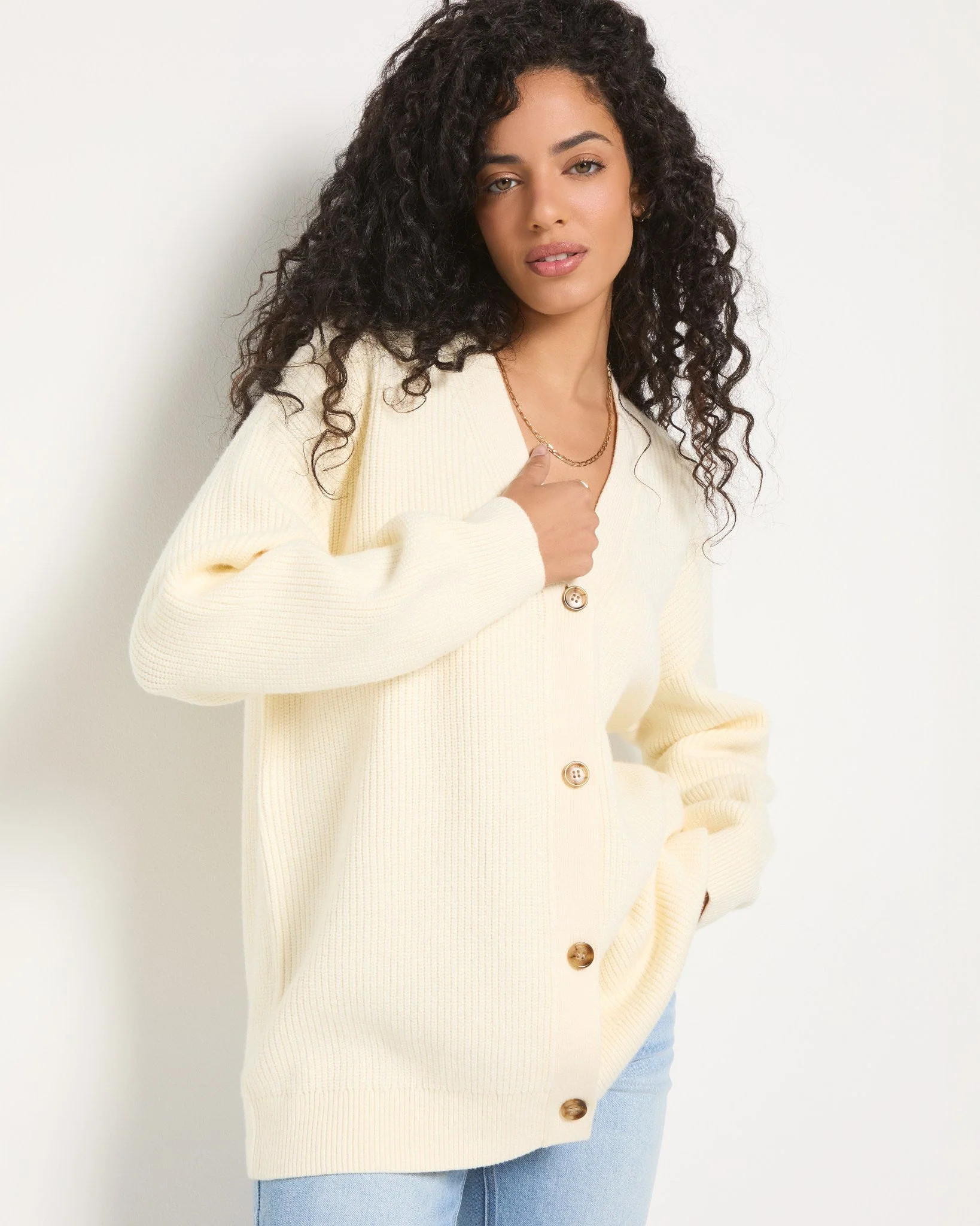 Lovely Classic Cardigan - Cream / L | Seventy Eight and Sunny