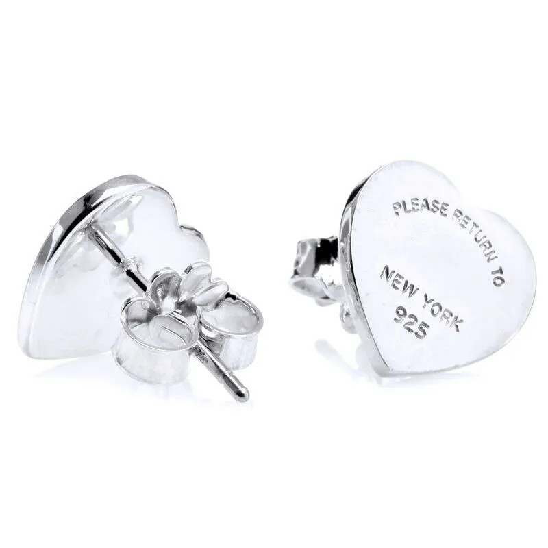 S925 Silver Love Heart Earrings Stud Women Girl Blue Pink Classic Hearts Earring brincos aretes o... | DHGate