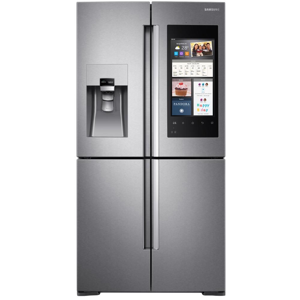 Samsung 22 cu. ft. Family Hub 4-Door Flex French Door Smart Refrigerator in Stainless Steel, Counter Depth | Home Depot