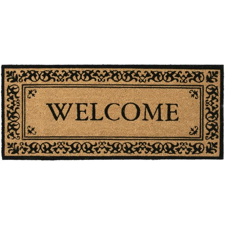 Mainstays Black 'Welcome' Estate Outdoor Coir Doormat, 20"x46" | Walmart (US)