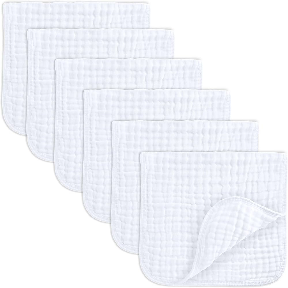 Comfy Cubs Muslin Burp Cloths 20" x 10", Pack of 6 - Large, 6-Layer, Ultra Absorbent 100% Cotton ... | Amazon (US)