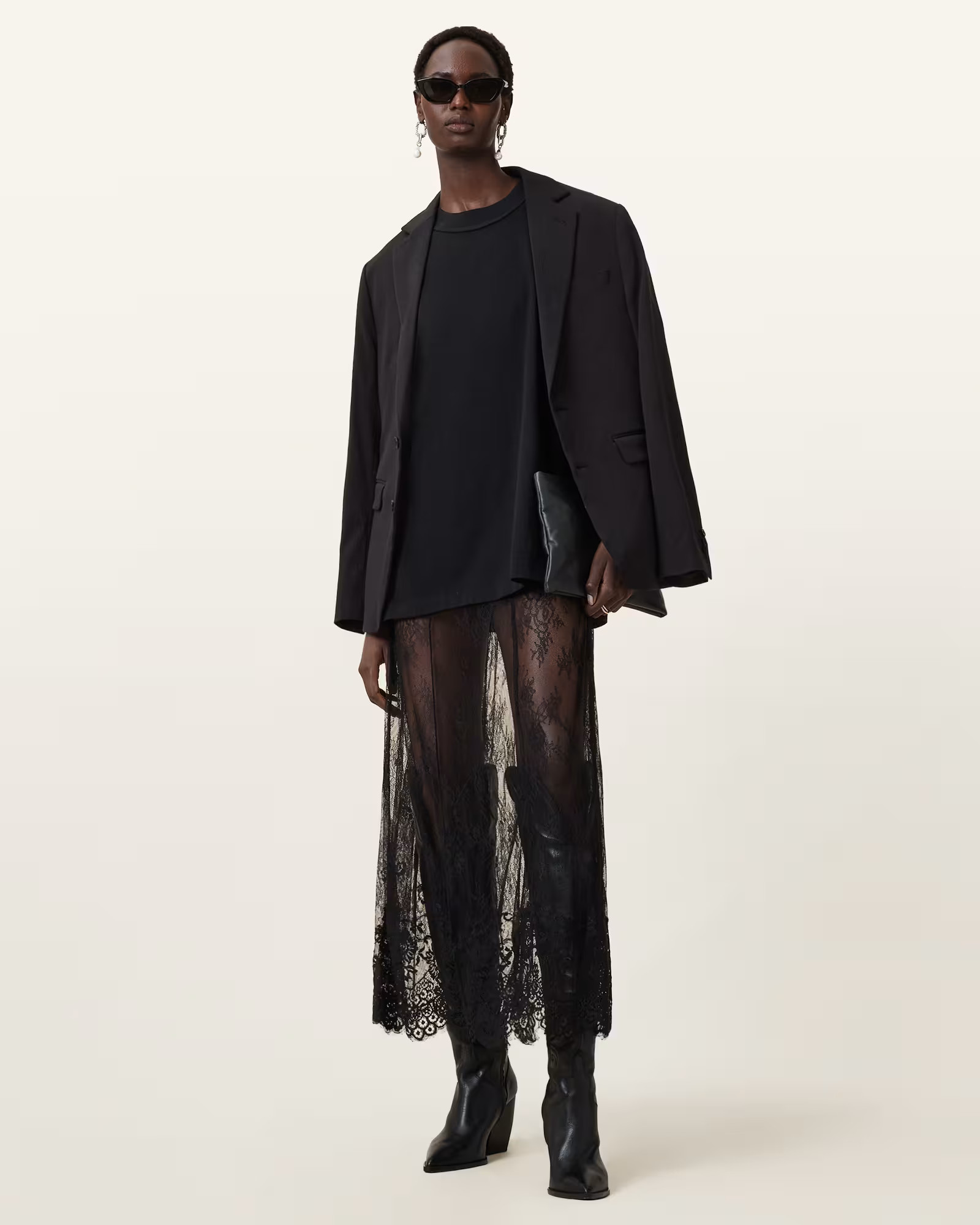 Arran Lace Ankle Length Skirt Black | ALLSAINTS US | AllSaints US