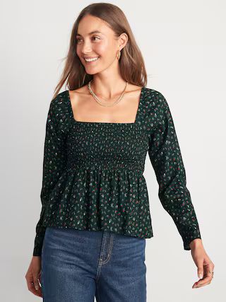 Floral Smocked Babydoll Blouse for Women | Old Navy (US)