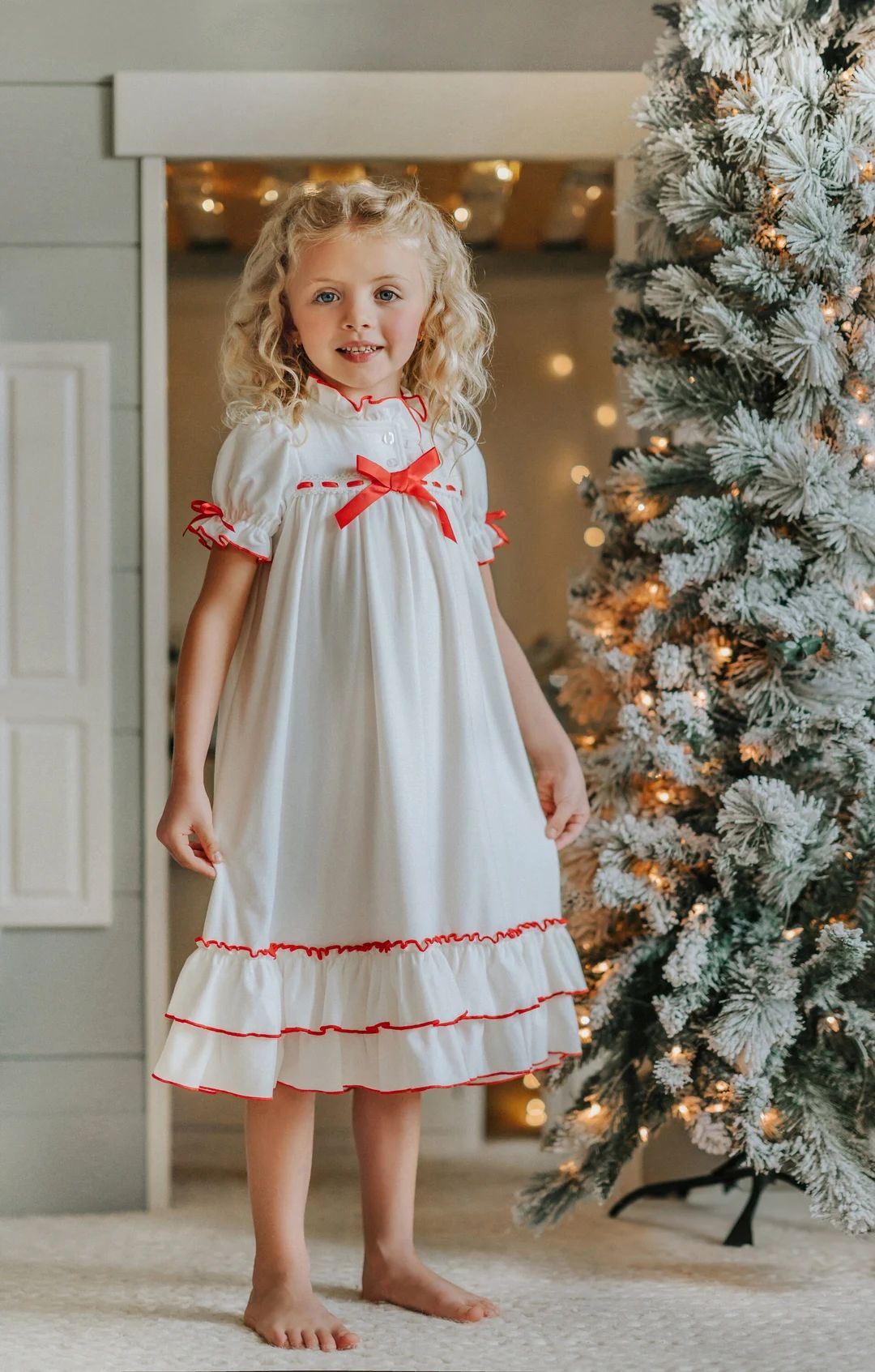 Clara Nutcracker Dress in Soft Knit Cotton with Red Ribbon, Nutcracker Ballet, Only Little Once | Etsy (US)
