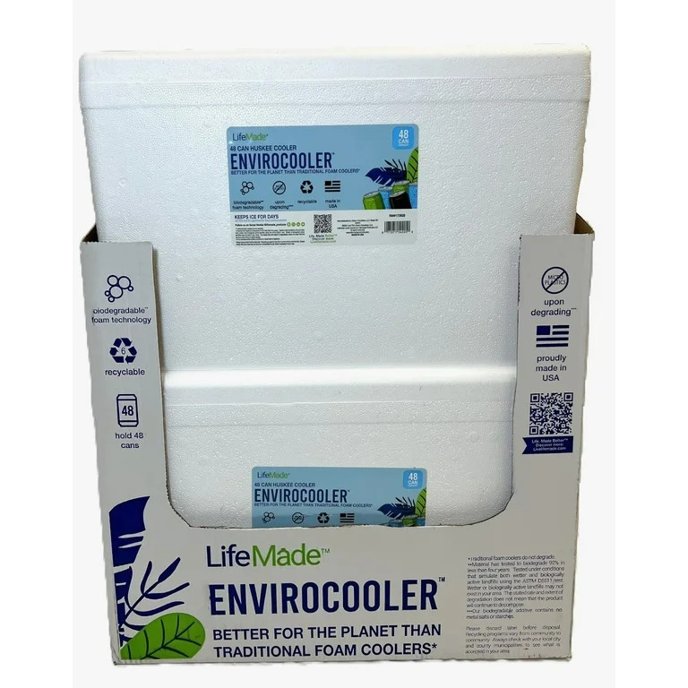 Lifoam Large Styrofoam Cooler, 45 Quart Foam Cooler, 48 Can Capacity, White | Walmart (US)