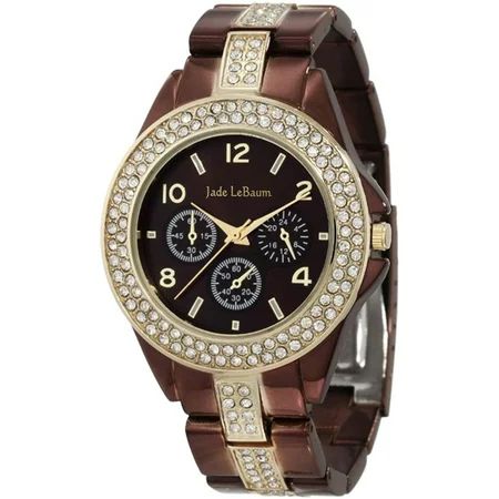 Womens Chocolate Brown Watch Large Face Rhinestone Accent Bracelet Reloj de Damas | Walmart (US)