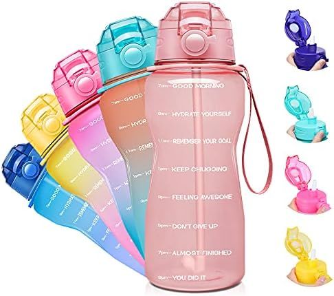 Giotto Large Half Gallon/64oz Motivational Water Bottle with Time Marker & Straw,Leakproof Tritan... | Amazon (US)