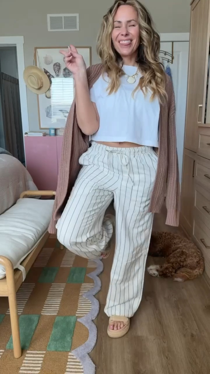 Lightweight layers + easy spring staples = outfit on repeat 🤍
This is your sign to grab the comfy wide leg pants (elastic waist 🙌), a simple cropped tee, and the coziest throw-on cardigan. Effortless, flattering, and actually comfortable.

Linked everything in my LTK ✨

@Aerie 

#ltkstyle #ltkfinds #springoutfit #casualstyle #everydayoutfit #widelegpants #stripedpants #springlayers #cardiganoutfit #momstyle #comfychic #neutralstyle #affordablefashion #cozyoutfit #capsulewardrobe #effortlessstyle
